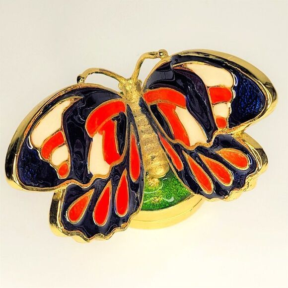 COLLECTIBLE Butterfly Motif Hinged Small Jewelry Bejewelled Trinket Box -NWOT - Picture 2 of 7